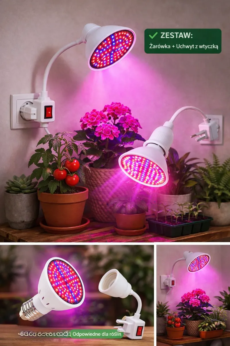 Żarówka LED do roślin z uchwytem elastycznym