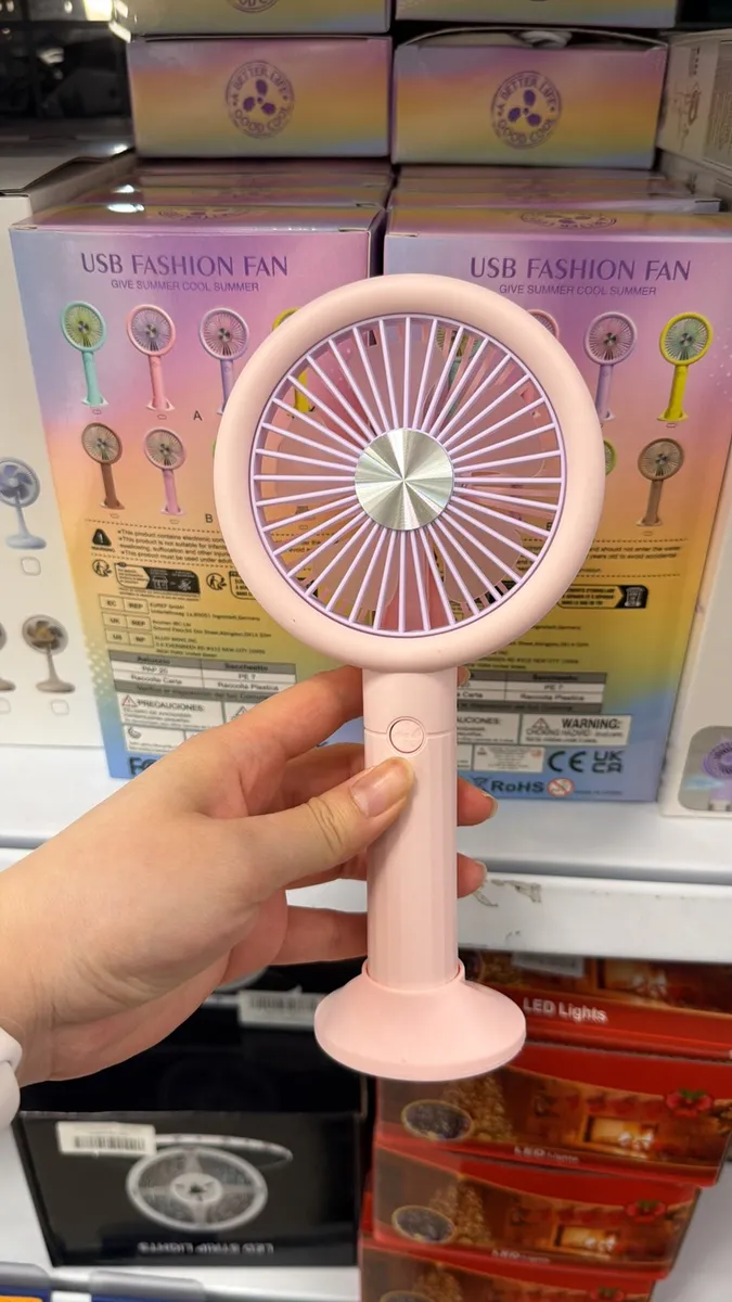 Ręczny wentylator USB Fashion Fan Różowy z LED