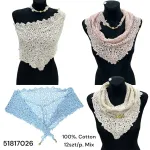 Koronkowe Chusty Bawełniane 100% Cotton Mix Kolorów 12szt