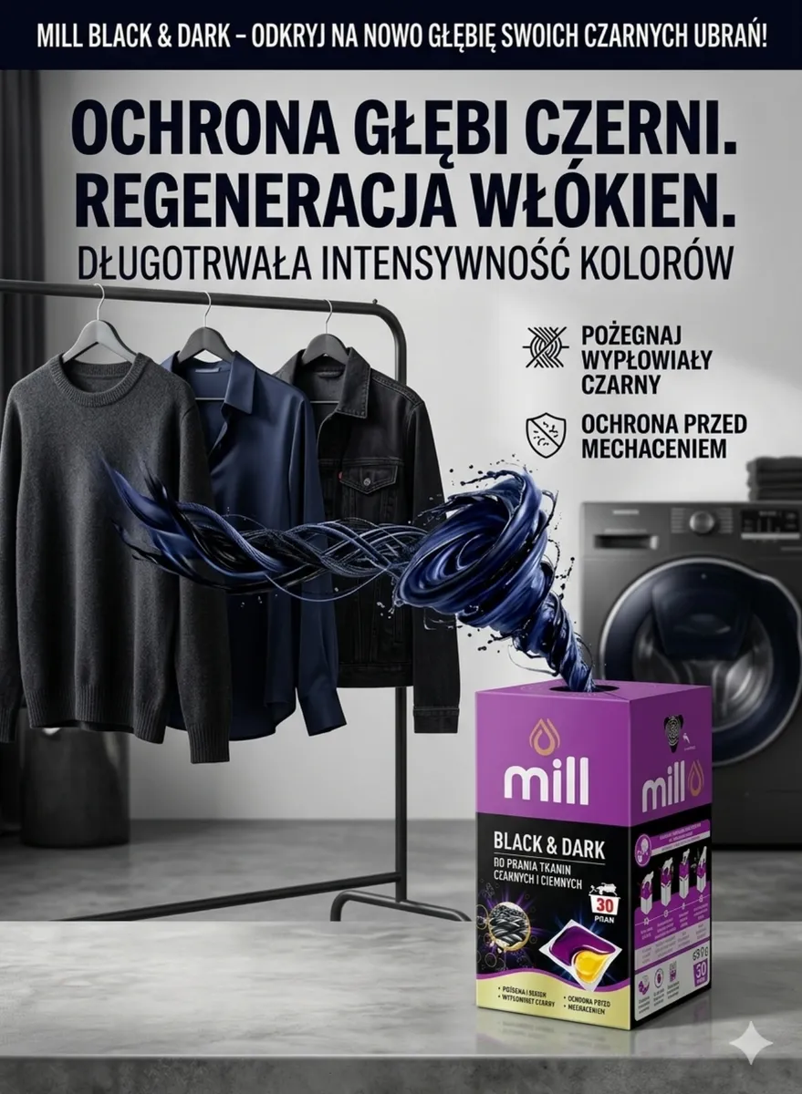 Mill Black & Dark Kapsułki do prania czarnych tkanin 30 szt