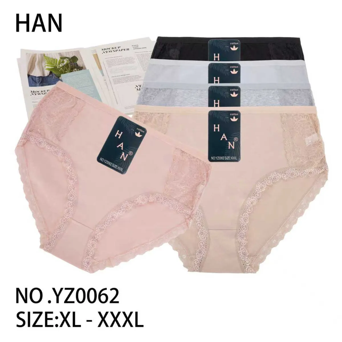 HANAN Majtki damskie bawełniane XL-XXXXL koronka