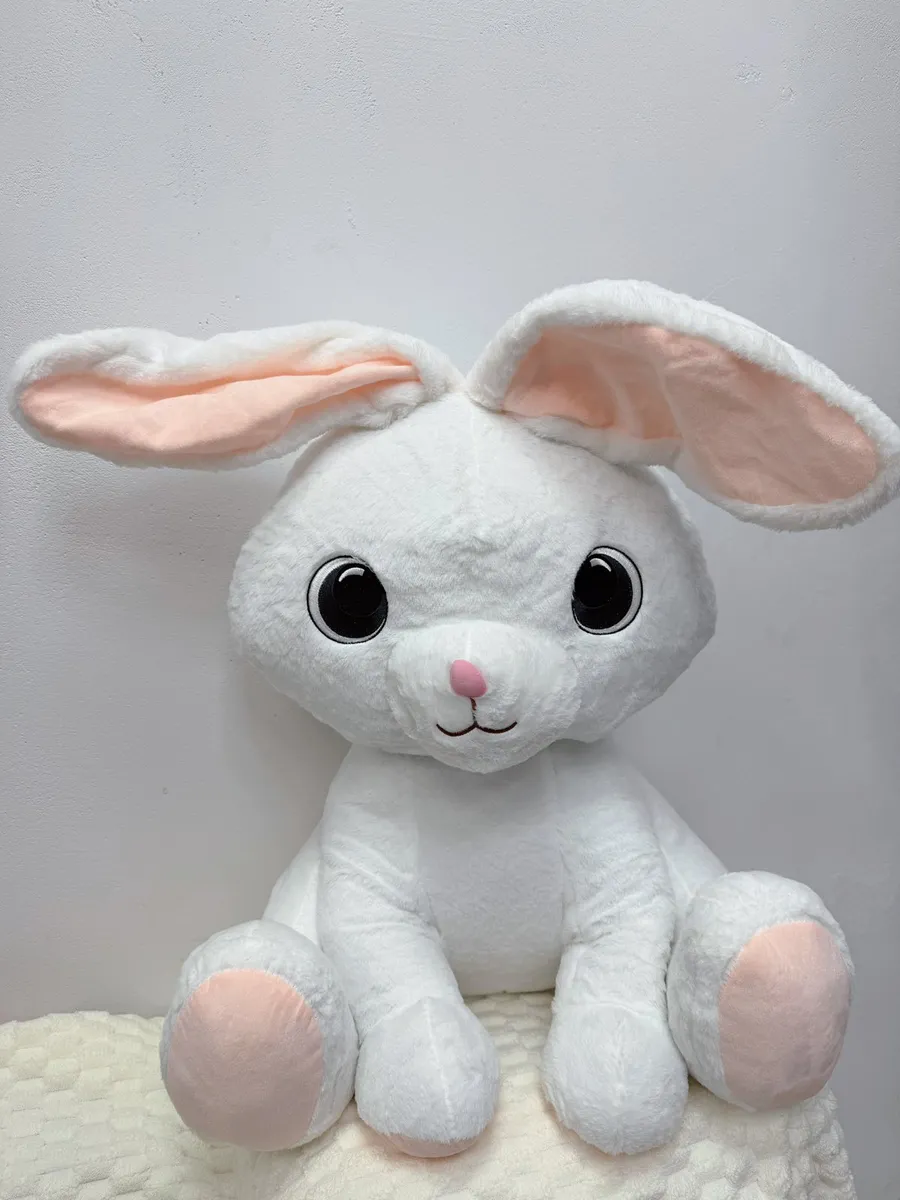 Maskotka królik z kocykiem biały różowy 60cm