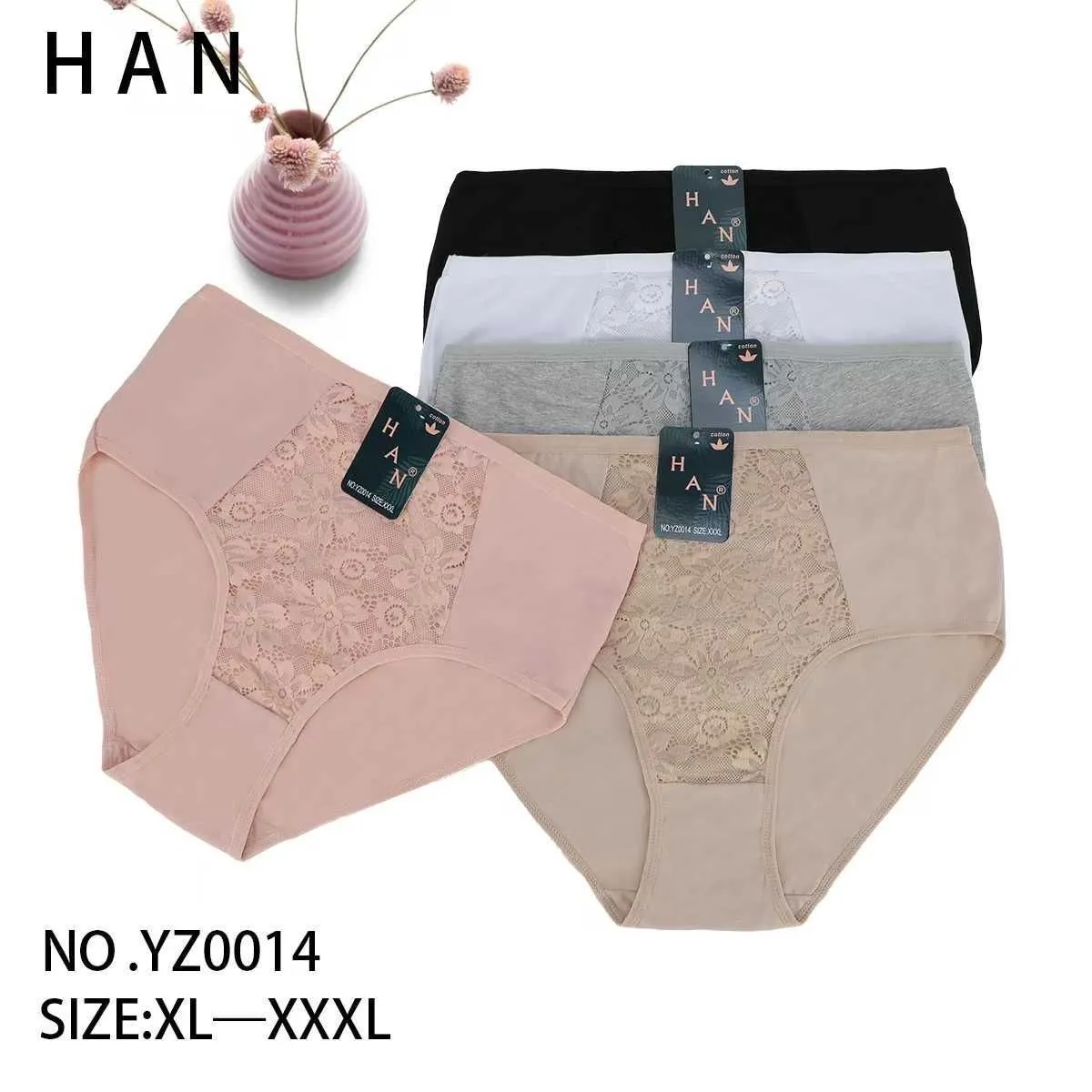 HAN damskie figi bawełniane XL-XXXXL z koronką