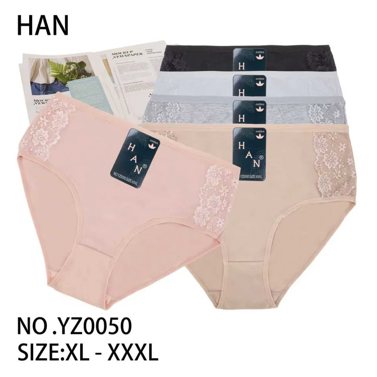HAN Figi damskie bawełniane XL-XXXXL 5szt YZ0050