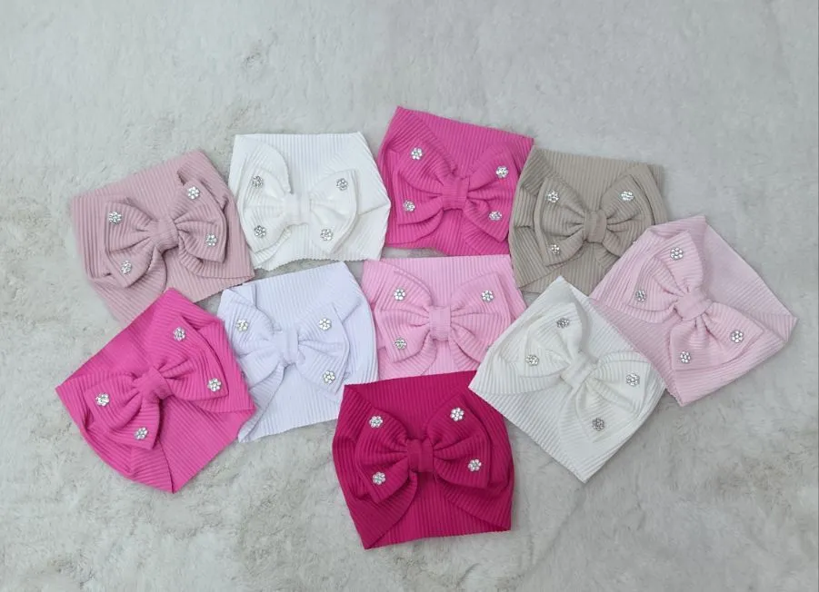 Opaski Dziecięce Rib Prążkowane z Kokardą i Kryształkami