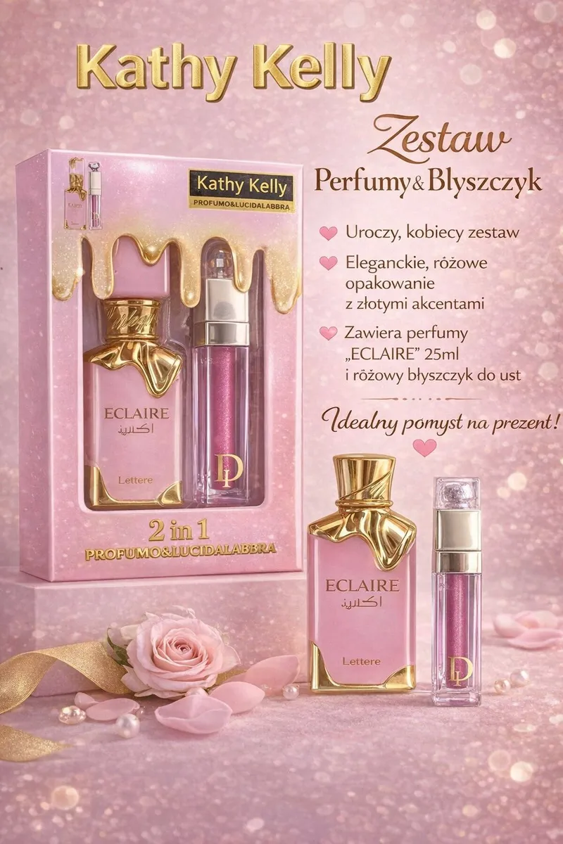Zestaw Kathy Kelly ECLAIRE Perfumy 25ml + Błyszczyk Różowy