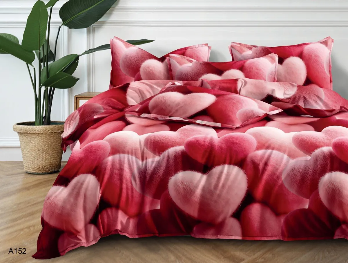 Komplet pościeli 3D serca różowe 200/220cm