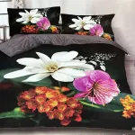 Komplet pościeli 3D kwiatowy 200/220 cm satyna bawełniana