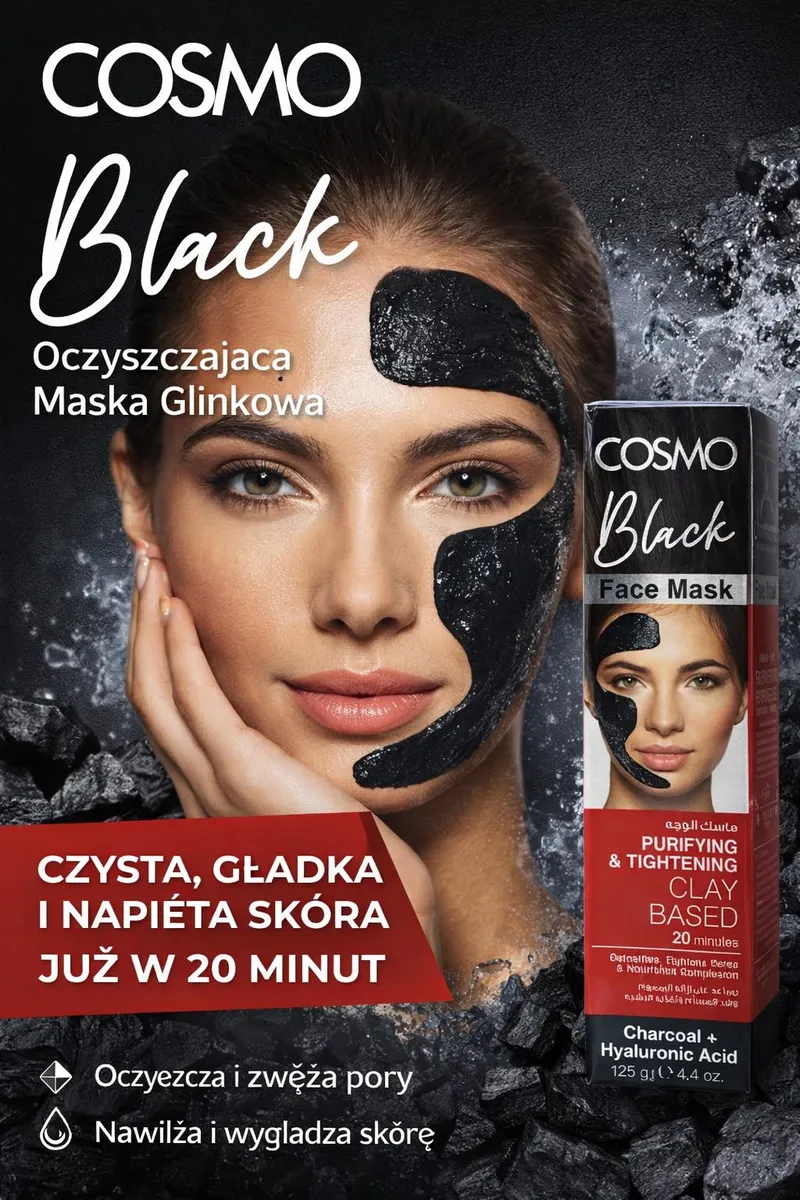 COSMO Black Maska Glinkowa Oczyszczająca 125g