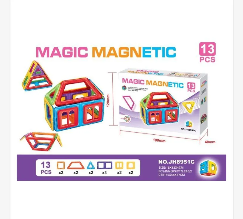 Magic Magnetic Zestaw magnesycznych klocków 13 szt kolorowy