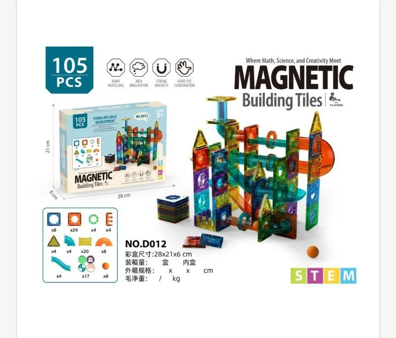 Magnetyczne Klocki Budowlane 105 szt STEM