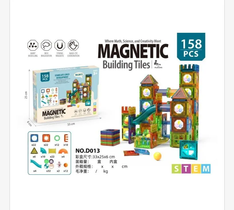 Magnetyczne Klocki Budowlane Magnetic 158 elementów NO.D013