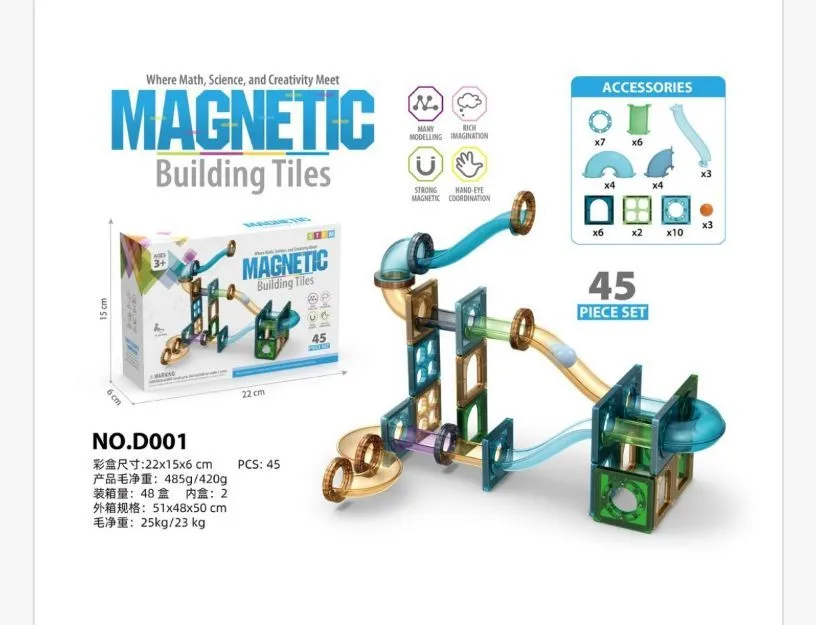 Magnetyczne Klocki Budowlane 45 elementów NO.D001