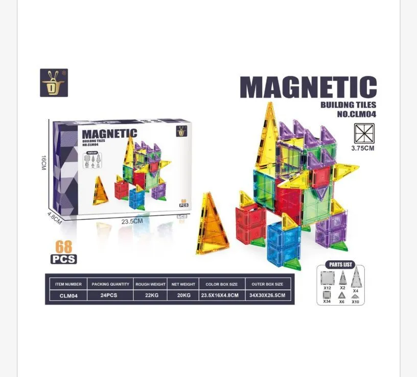 Magnetyczne Kafelki Budowlane CLM04 68 elementów