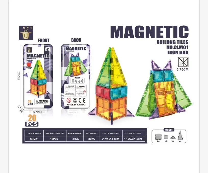 Magnetyczne klocki budowalne NO.CL M01 20 szt 3+
