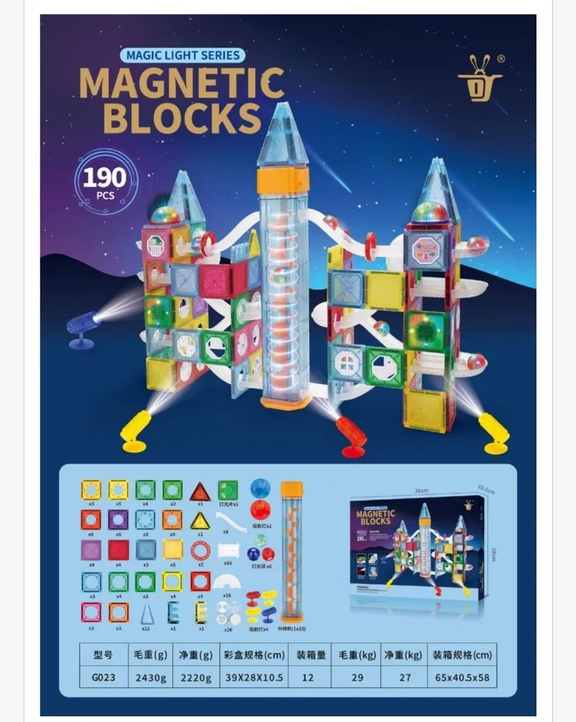 Magnetyczne klocki Magic Light Series 190 elementów