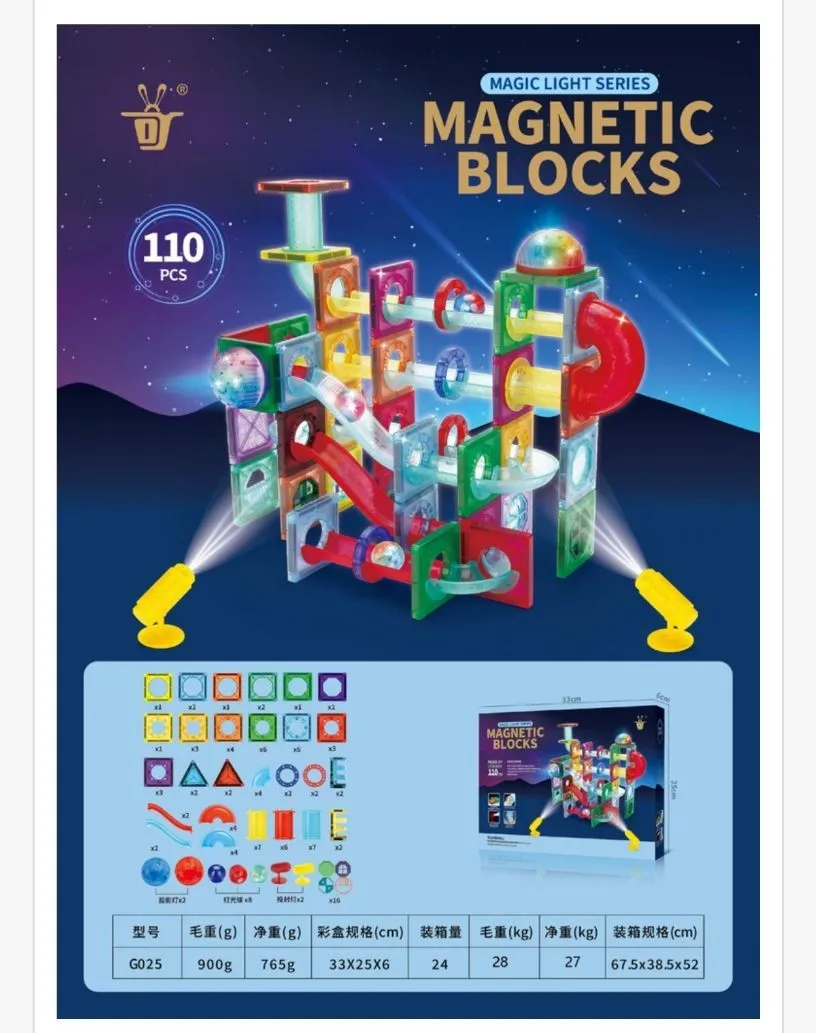 Magnetyczne Bloki Magic Light Series 110 elementów G025