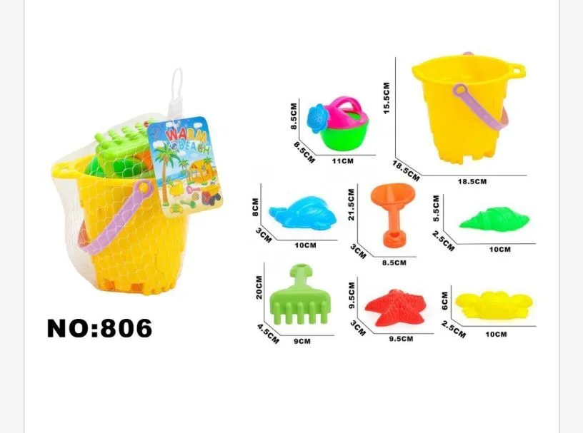 Zestaw zabawek plażowych Wiaderko Żółte NO:806