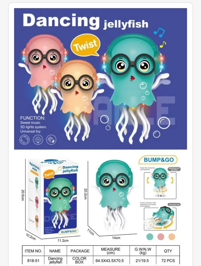 Tancerz Meduza Żelatyna z LED Twist Bump&Go 20x20cm