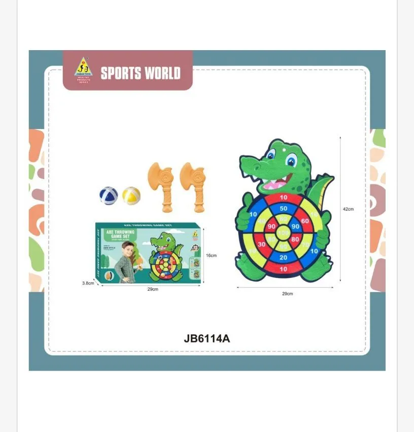 Zabawkowy Zestaw Rzucanie Toporkami Krokodyl 42cm