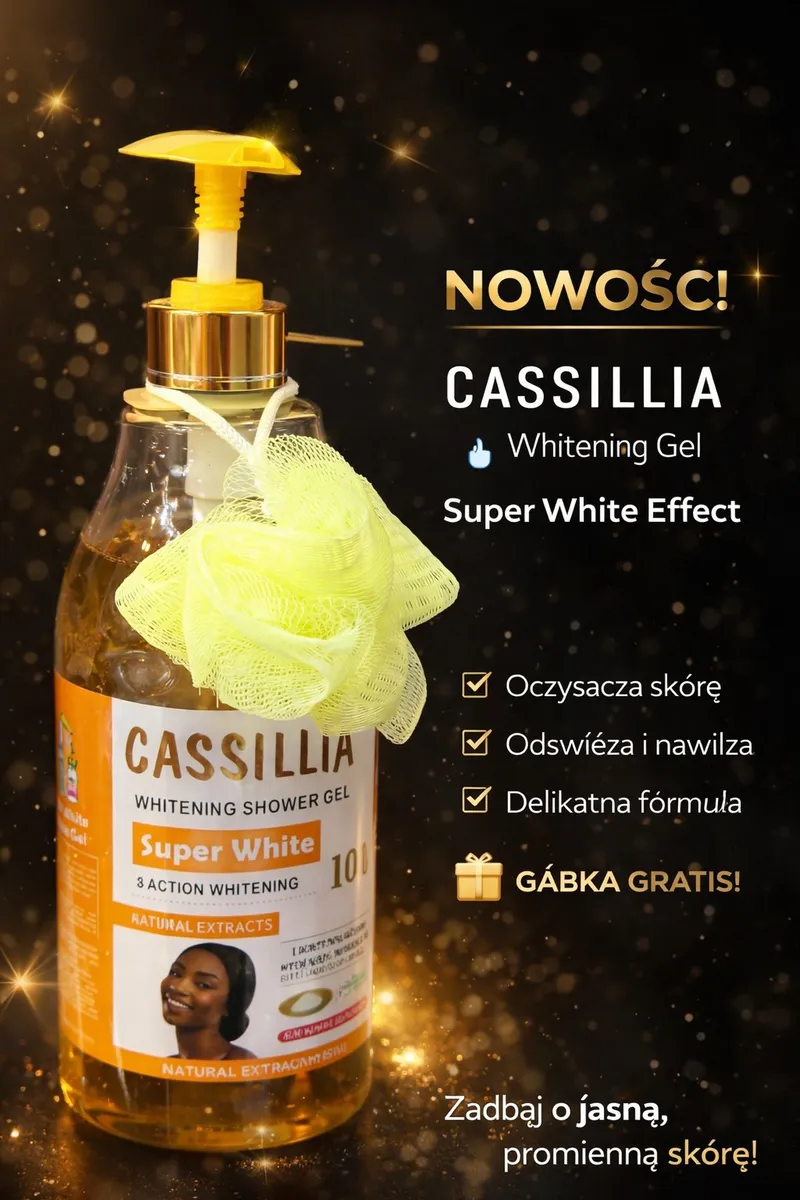 Cassillia Żel pod prysznic rozświetlający 1000ml z gąbką