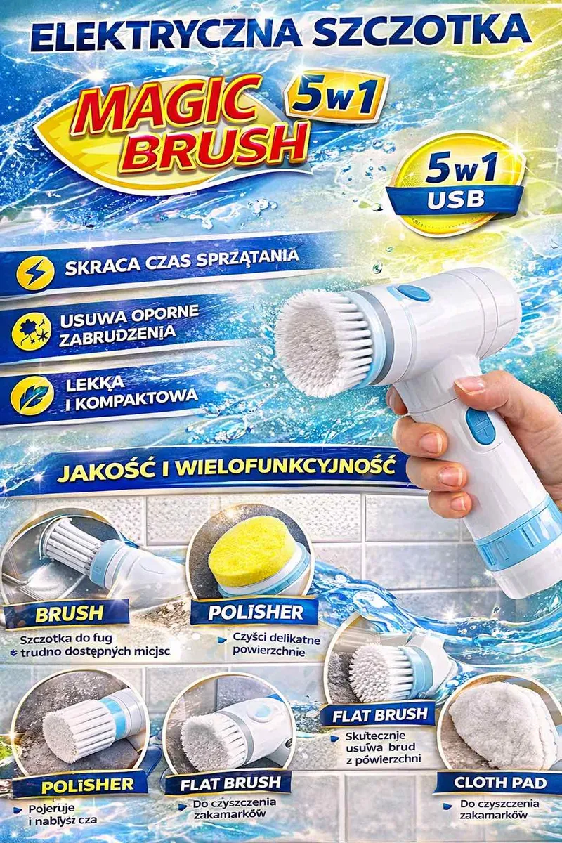 Magic Brush 5w1 Elektryczna Szczotka Czyszcząca USB