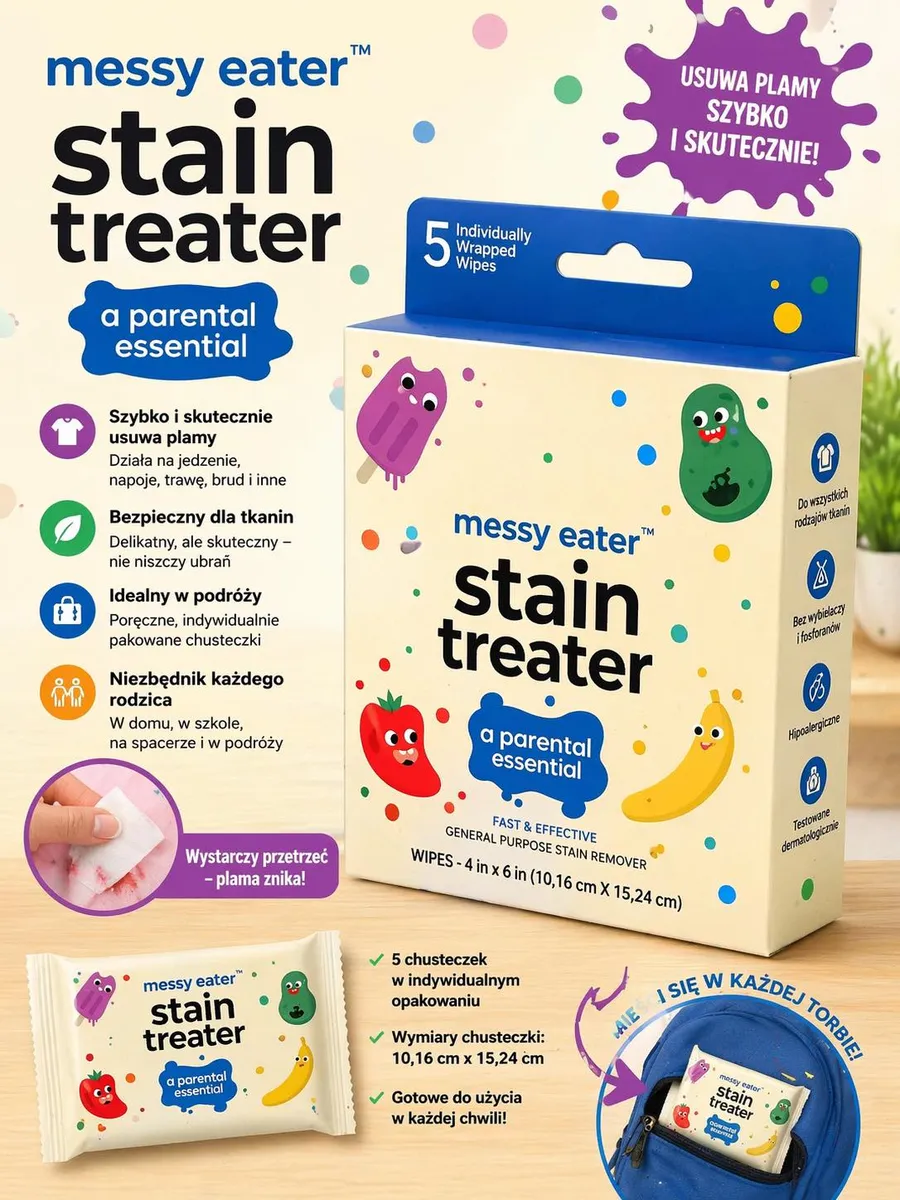 Messy Eater Stain Treater chusteczki do plam 5 szt 10.16x15.24cm