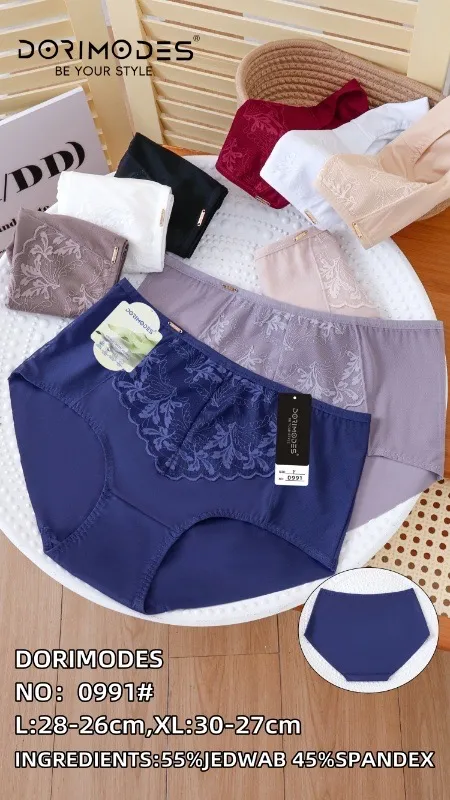 Majtki damskie Dorimodes L/XL niebieskie koronka 55% jedwab 45% spandex