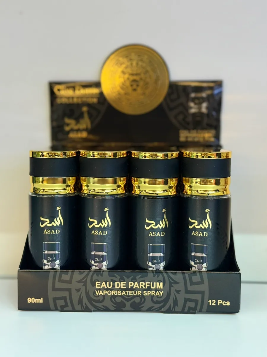 Asad Eau de Parfum 90ml Spray Czarna Butelka Złoty Akcent