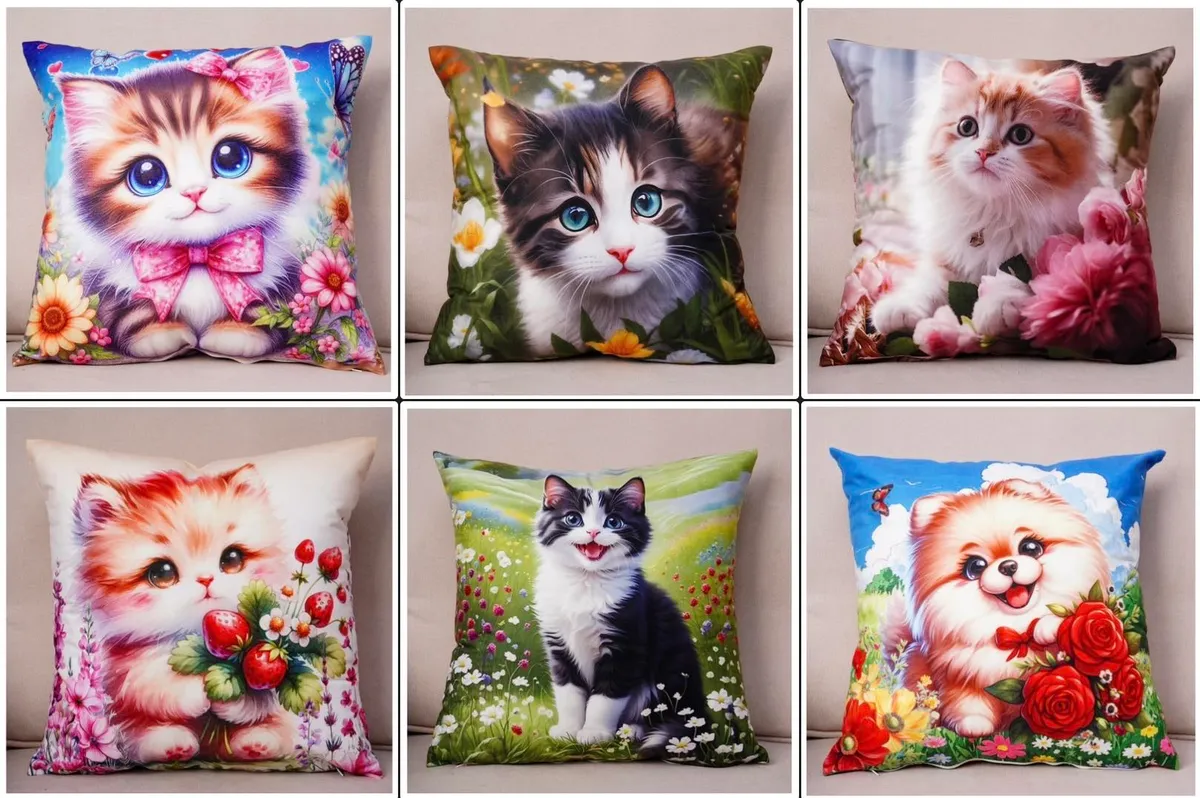 Poszewki dwustronne 45x45cm kocięta mix 12 szt