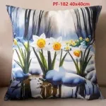 Poszewki dwustronne 40x40cm narcyzy na śniegu mix