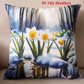 Poszewki dwustronne 40x40cm narcyzy na śniegu mix