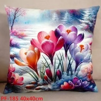 Poszewki dwustronne na poduszkę 40x40cm mix krokusy