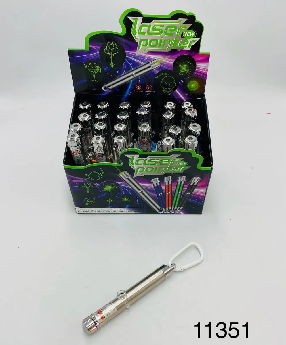 Laser Pointer Metalowy Srebrny z Karabińczykiem
