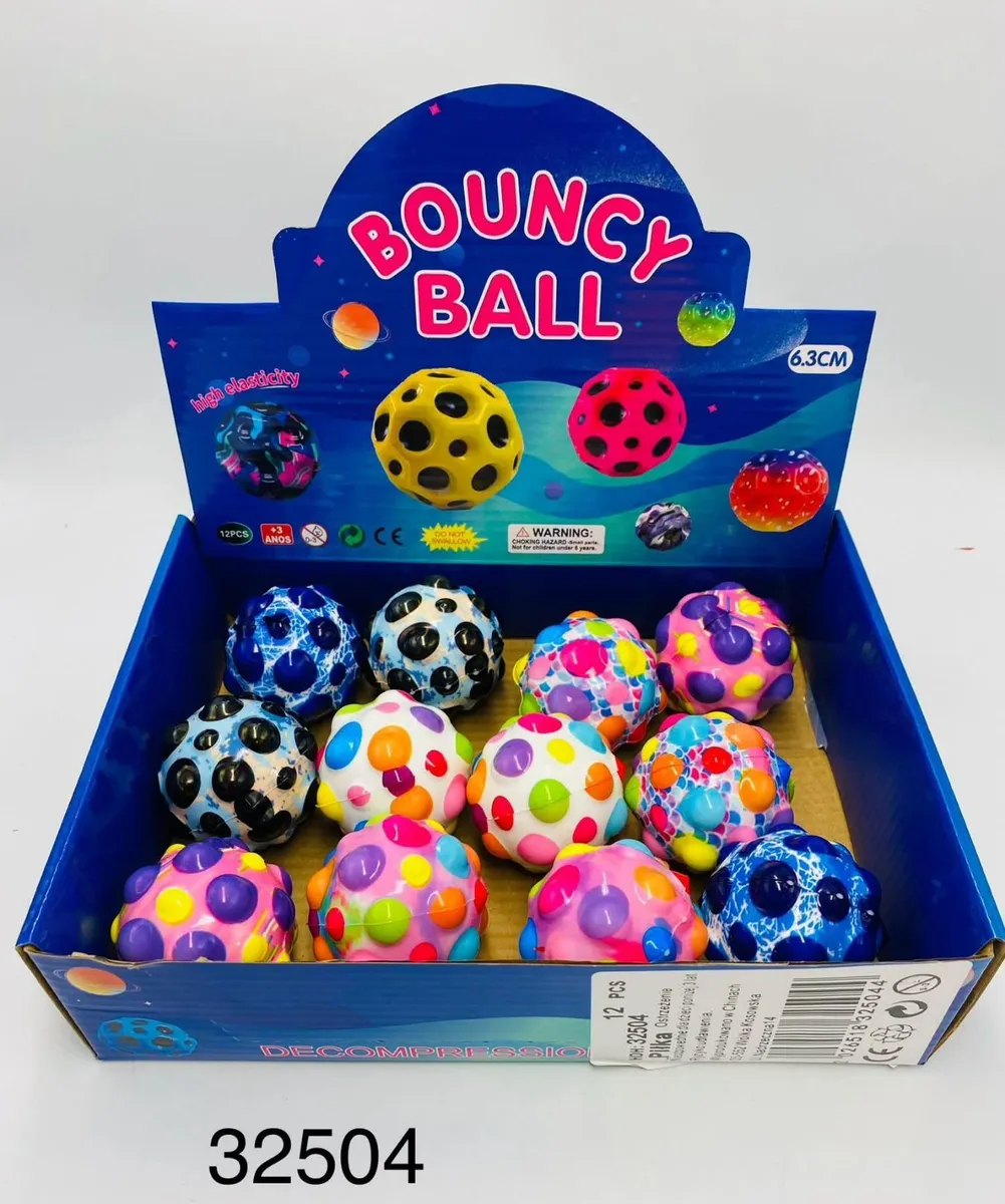 Zestaw 12 Pop It Bouncy Ball 6,3cm Wielokolorowe