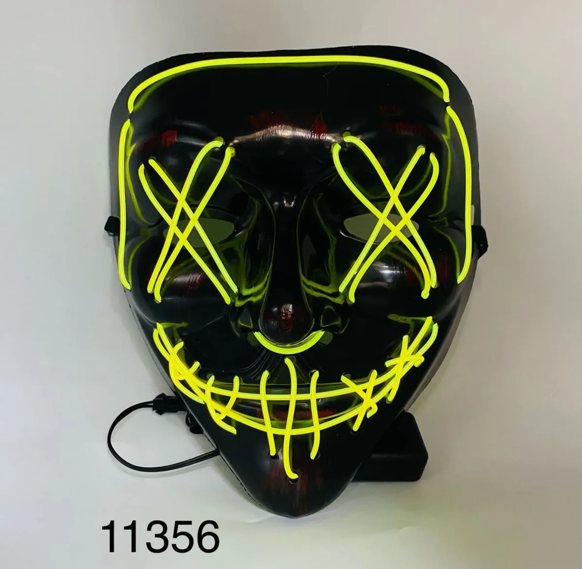 Świecący neonowy czarny maska Halloween LED
