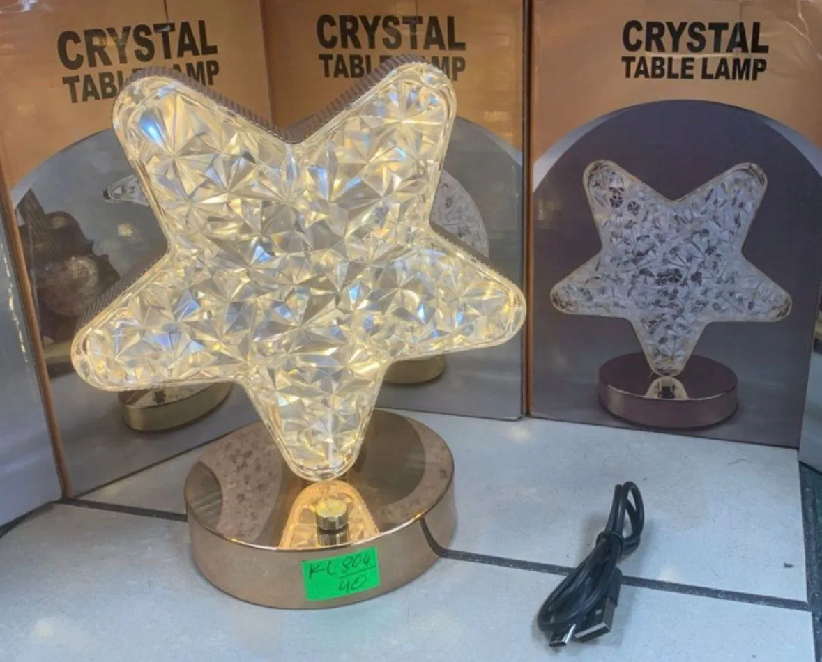 Lampa stołowa Crystal Star kryształowa złota podstawa