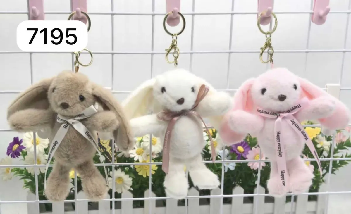 Brelok Zabawka Królik Pluszowy Beżowy/Różowy/Biały