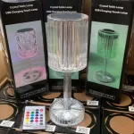 Kryształowa lampa stołowa USB touch RGB z pilotem