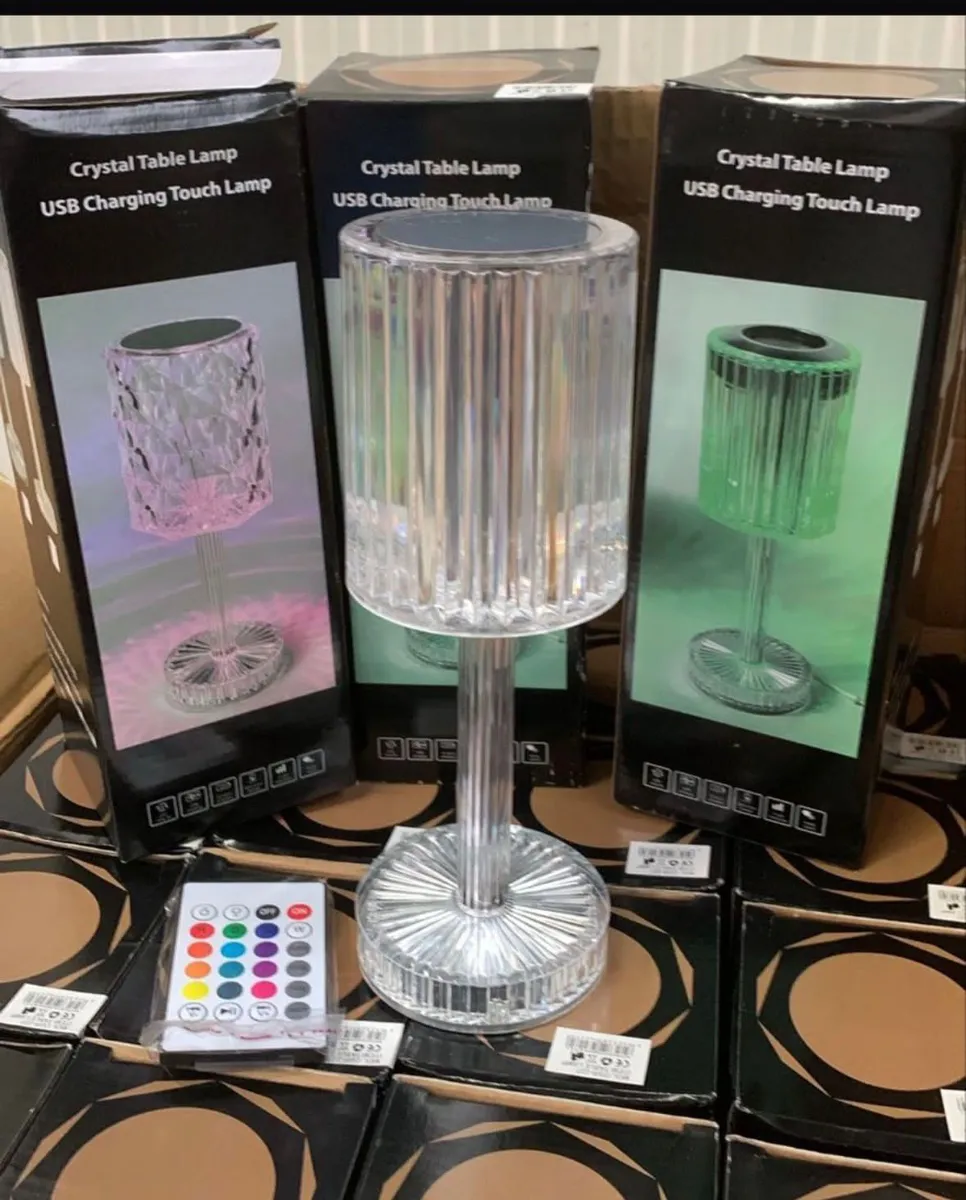 Kryształowa lampa stołowa USB touch RGB z pilotem