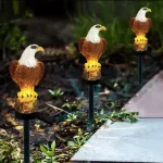 Solarna lampa ogrodowa orzeł brązowo-biały z LED