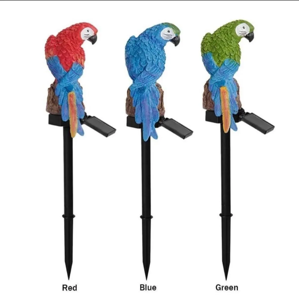Solarna lampa ogrodowa papuga 3 kolory Red Blue Green
