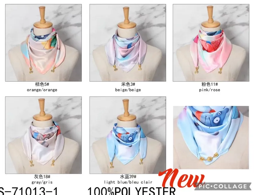 Jedwabne chusty damskie wielobarwne z frędzlami 6 kolorów