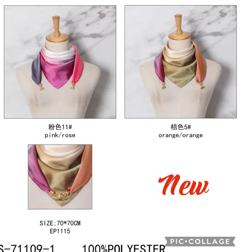 Chusta jedwabista ombre różowo-różowa 70x70cm 100% poliester