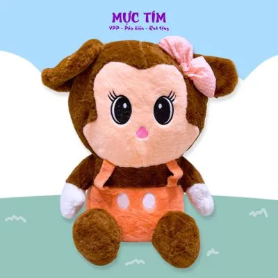 Maskotka z Kocykem Myszka Brązowa z Różową Kokardą