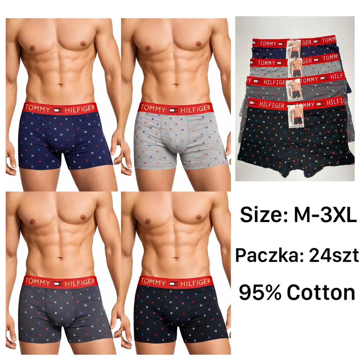 Tommy Hilfiger Męskie Bokserki 95% Bawełna M-3XL Mix