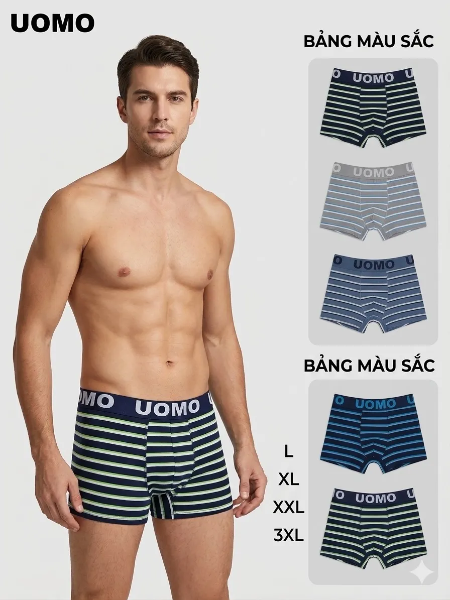 Bokserki męskie UOMO w paski granatowe L-XXL