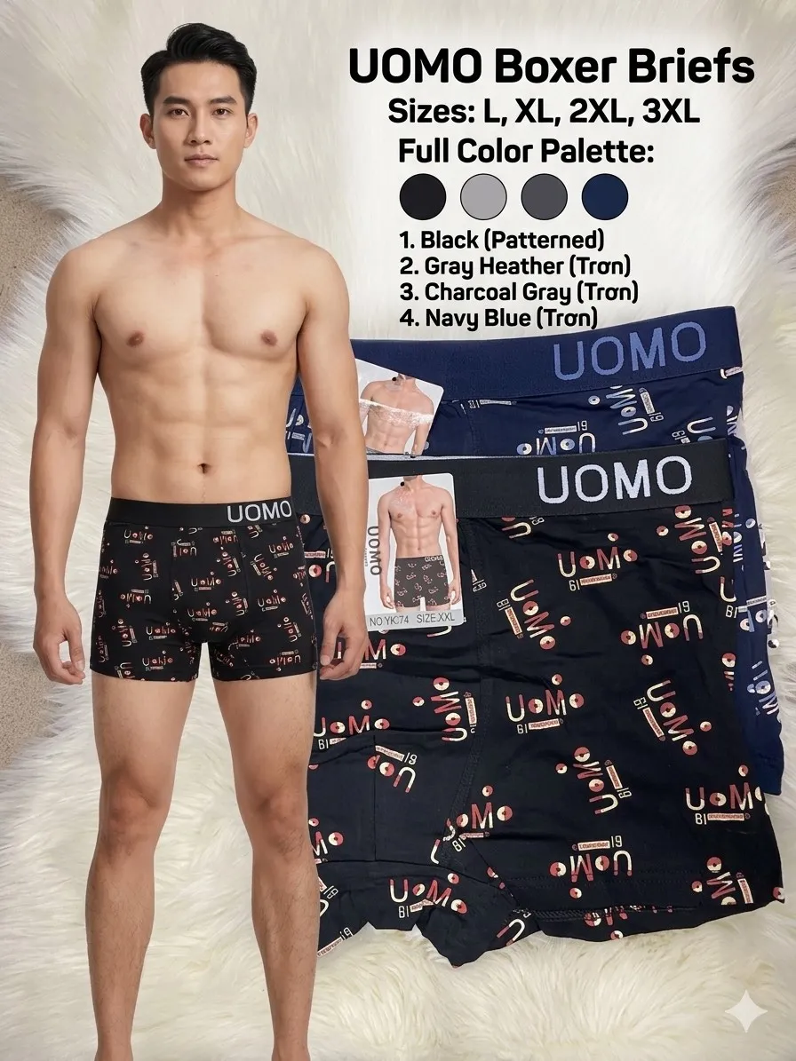 UOMO Boxer Briefs Czarny z Wzorami Rozmiar L-XL-XXL-XXXL