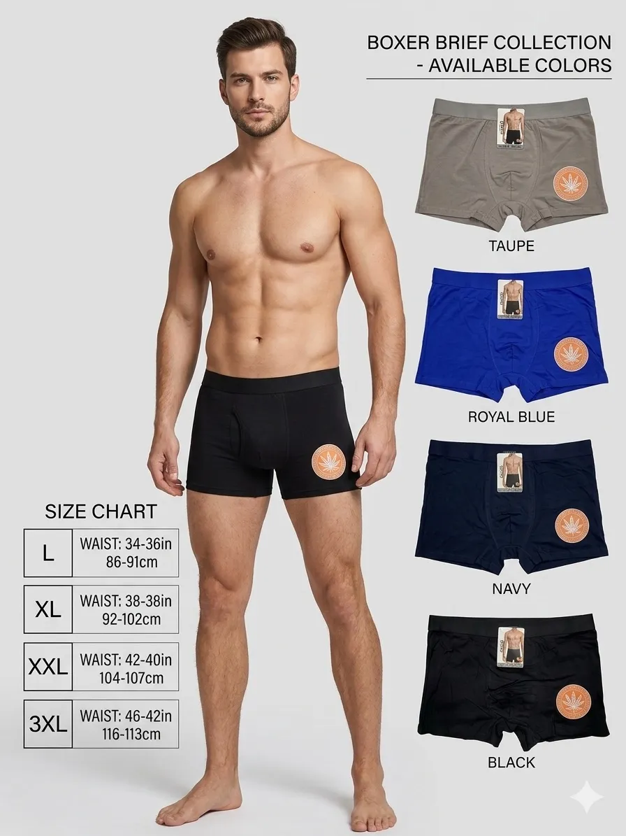 Męskie Bokserki Boxer Brief z Konopiem Navy Rozmiar L-XL