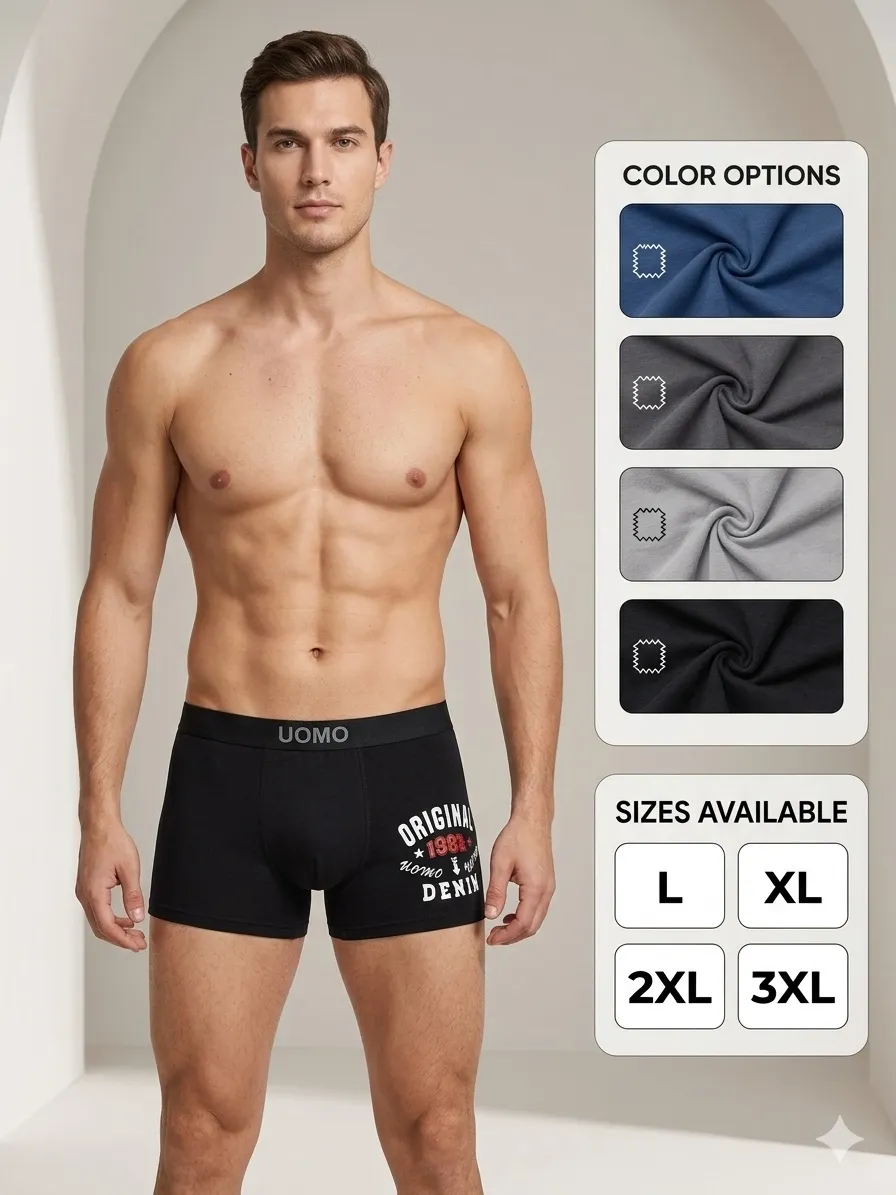 Męskie bokserki UOMO Original Denim Czarne L-3XL
